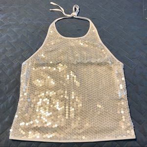 White sequins halter top